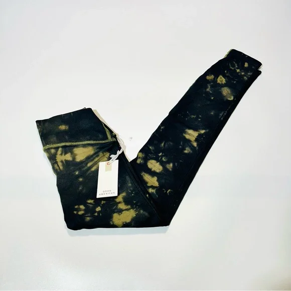 Good American leggings Tie Dye Essentials leggings Golden Olive new women size 0 - Picture 2 of 8